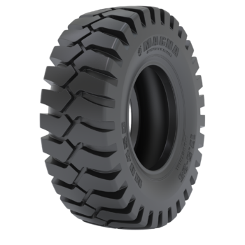 MB450 earthmoving tyre for graders, providing excellent traction and durability for construction and mining environments.