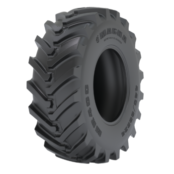 Heavy-duty MR400 construction tyre, designed for telescopic handlers, compact wheel loaders, and backhoe loaders, offering enhanced durability, traction, and stability on construction sites.